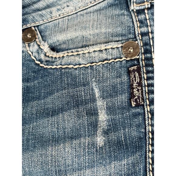 Silver Twisted Bootcut Jeans Womens 31x33 Low Rise Distressed Denim Flare Pants - Picture 4 of 12